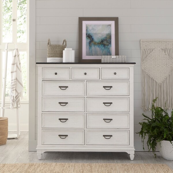 Allyson Park Wirebrushed White Charcoal 11 Drawer Chesser On