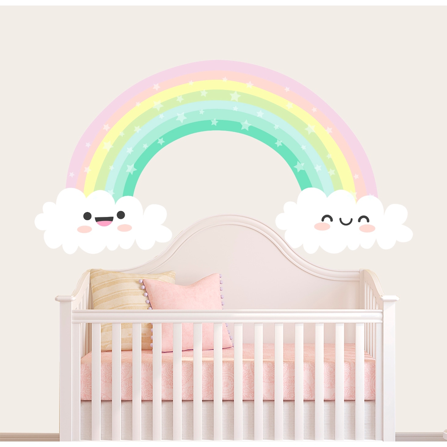 Funny Pastel Rainbow Wall Decal for Baby Room-image