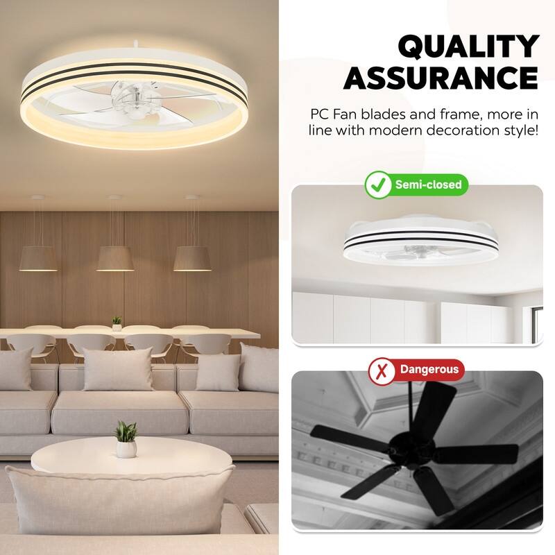 20 in. Indoor White LED Indoor Ceiling Fan with Light Remote for Small Room，Kids Room