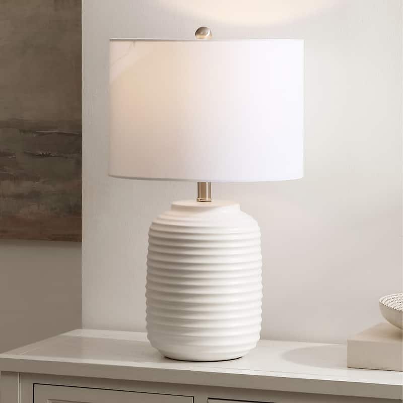 SAFAVIEH Elio 24-inch Ceramic Table Lamp (LED Bulb Included) - 14"W x 14"D x 24"H - White