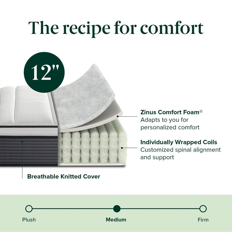 Priage by ZINUS 12-inch Support Plus Pocket Spring Hybrid Mattress