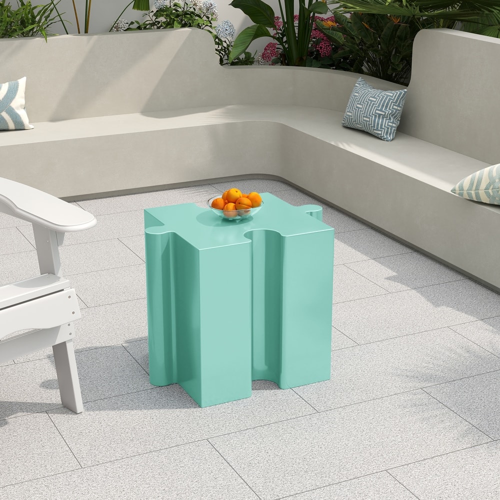 Roomfitters Puzzle Art Side Table, Modular Concave MGO Accent Table for Indoor & Outdoor
