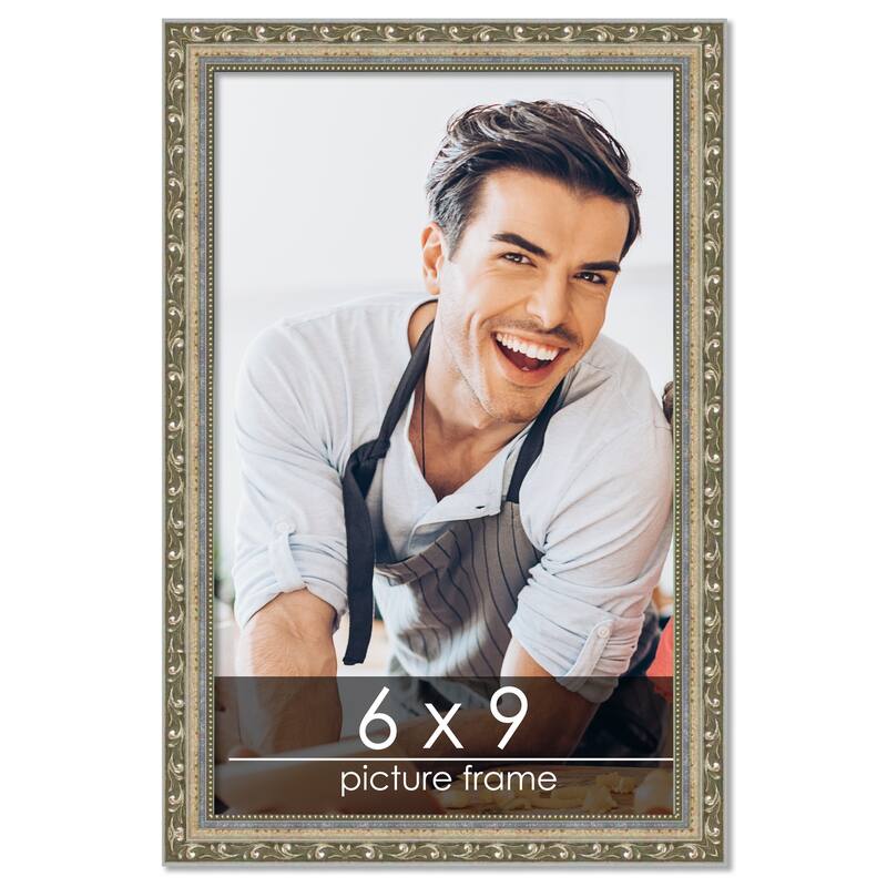 6x9 Traditional Silver Wood Picture Frame UV Acrylic, Foam Board