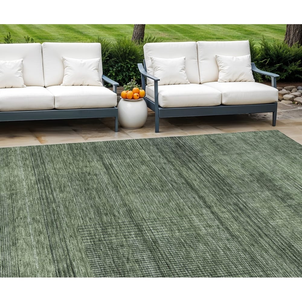 HomeRoots Striped Transitional Rectangle Outdoor Rug