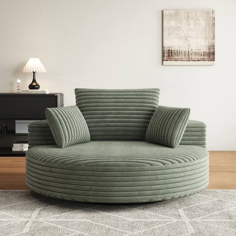 Corduroy Chenille Foam Single Swivel Chair - Green