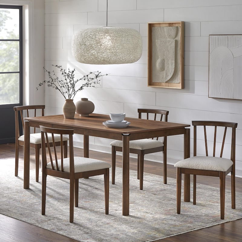 Lifestorey Rochester Dining Set - 5-Piece Walnut/Beige