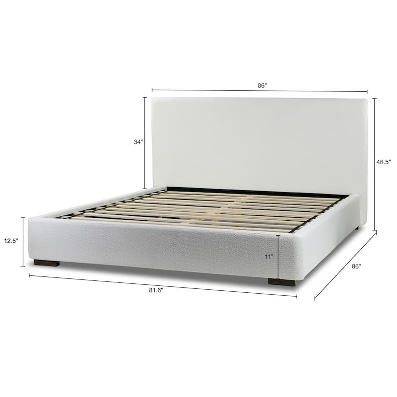 Bedwyr White Boucle Queen Bed