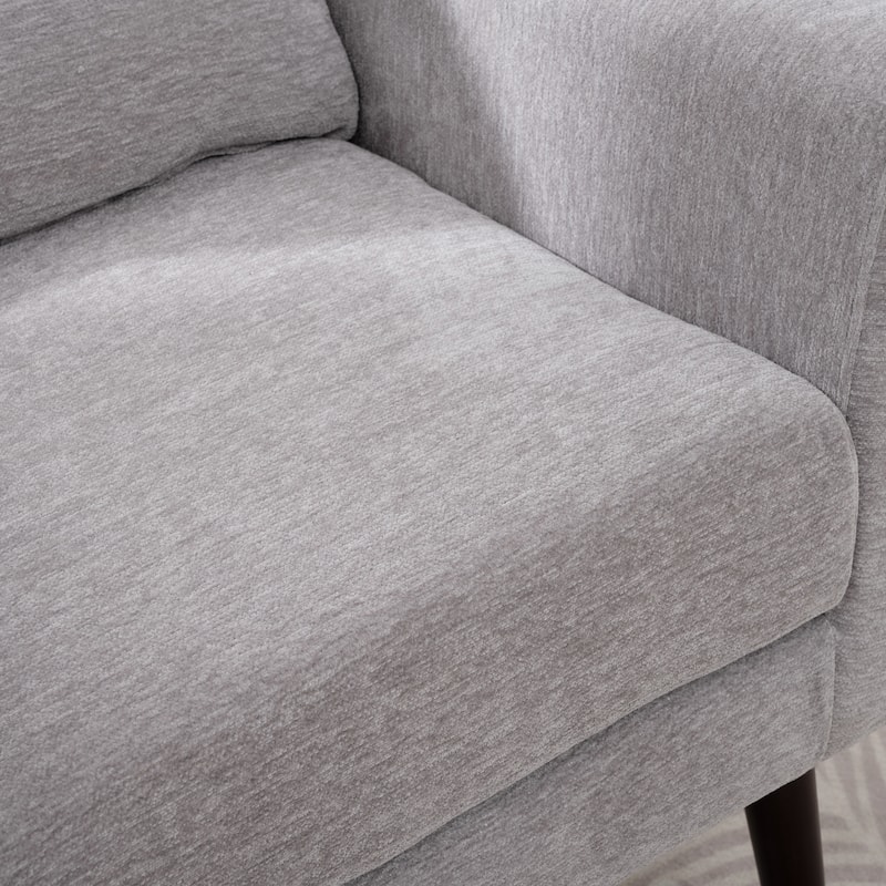 Grey Modern 24.21" Upholstered Button Tufted Arm Chair with Wood Legs for Living Room