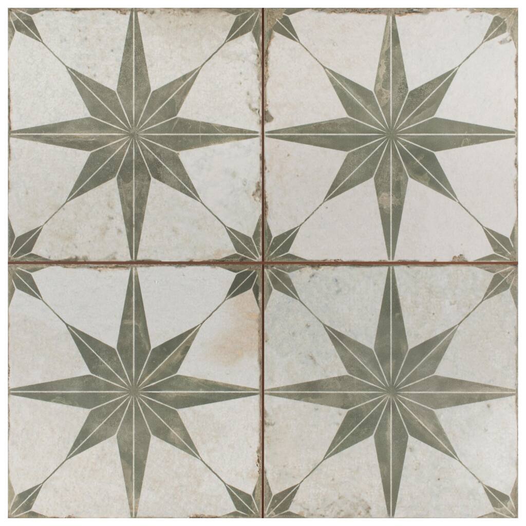 Merola Tile Kings Star Sage 17-5/8" x 17-5/8" Ceramic Floor and Wall Tile