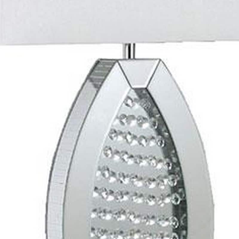 30 Inch Table Lamp, Acrylic Crystal, Rectangular Shade, Curved, Silver