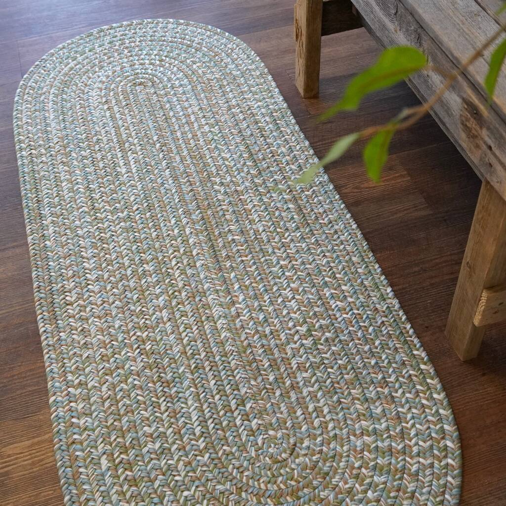 Colonial Mills Veranda Green Shore Tweeded Runner Rug