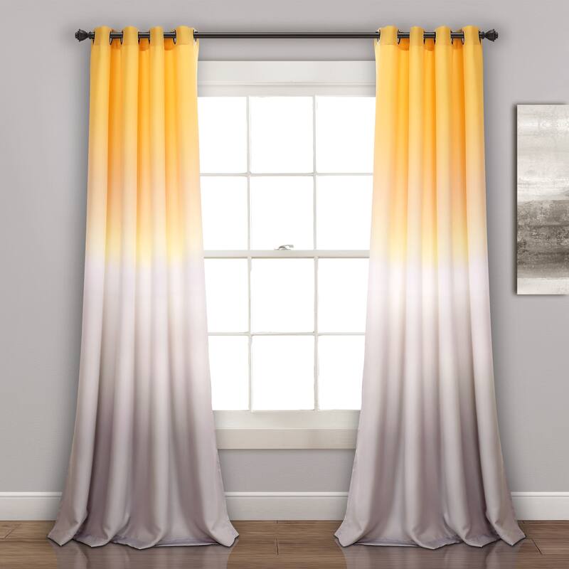 Lush Decor Ombre Fiesta Room Darkening Window Curtain Panel Pair - 95 Inches - Yellow