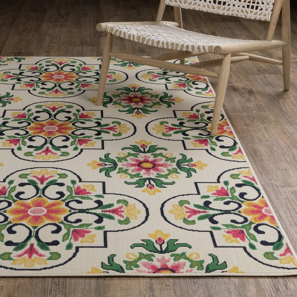 Harlowe Floral Medallions Ivory/ Multi Area Rug
