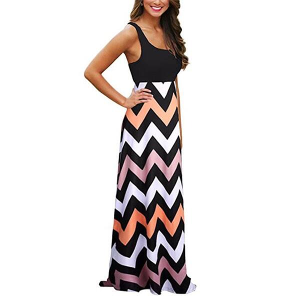 Shop Womens Boho Empire Chevron Tank Top Casual Maxi Long Dress