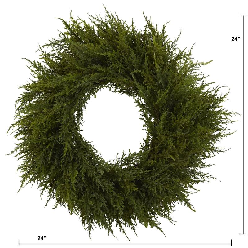 Cedar Artificial Christmas Wreath, 24-Inch, Unlit