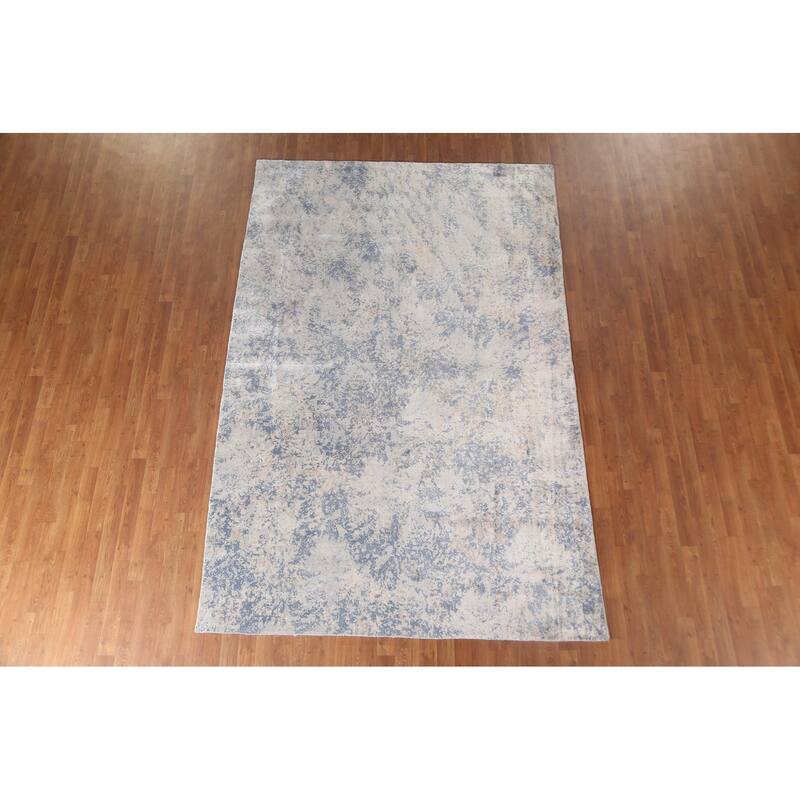 All-Over Abstract Indian Area Rug Hand-Knotted Wool Carpet - 6'6" x 9'10"