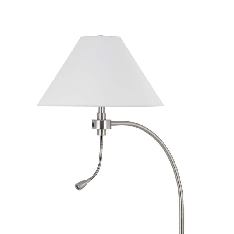 Ashy 68 Inch Floor Lamp, Gooseneck LED, White Shade, Bronze Arc Pole
