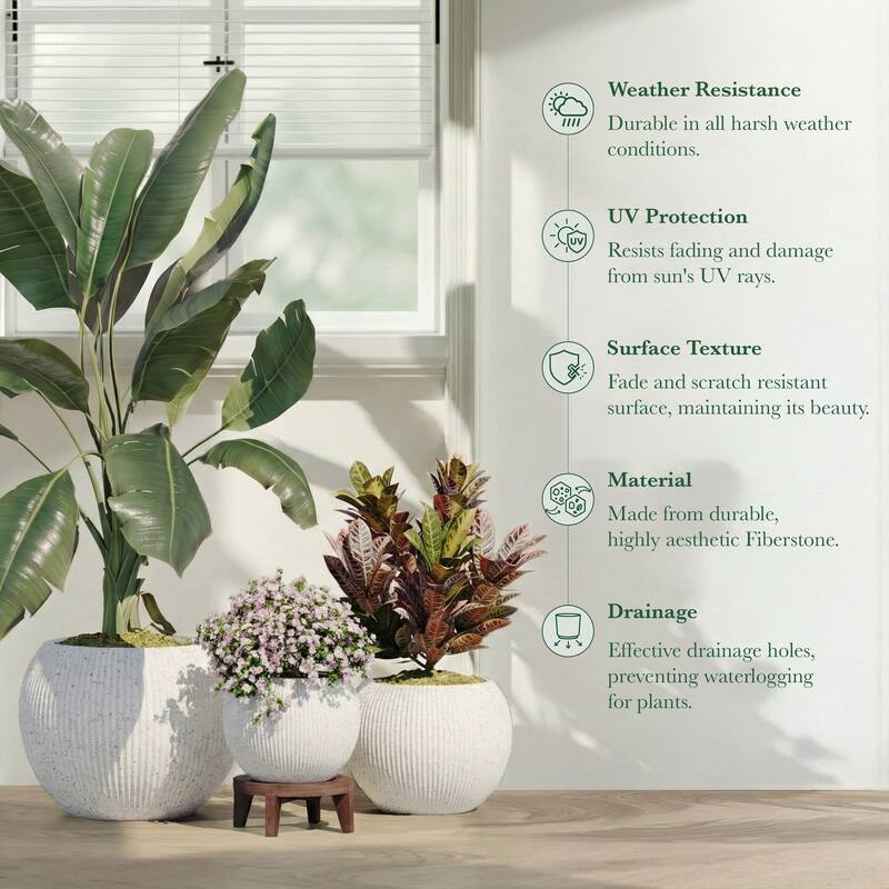 DTY Signature Mount Sherman 1-Piece Fiberstone Planter for Indoor/Outdoor