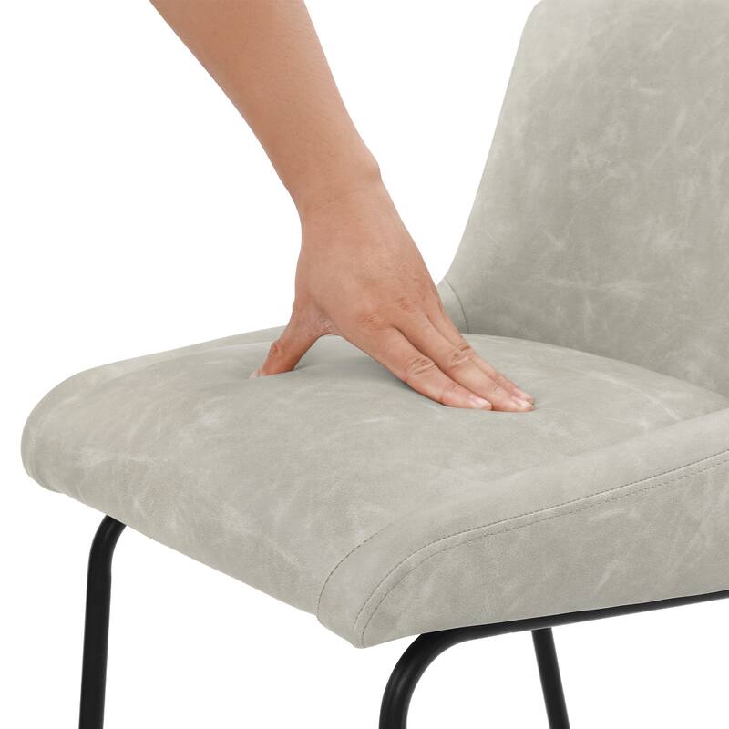 Counter Height Bar Stools with Metal Frame Upholstered Kitchen Island Stool in Faux Leather or Fabric