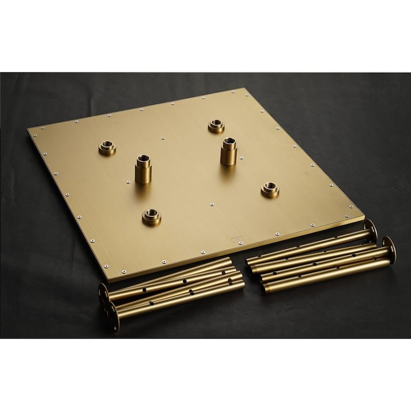 brushed gold 20 inch rain LED shower heads 3 way thermostatic shower system with regular shower head - 7'6" x 10'9"