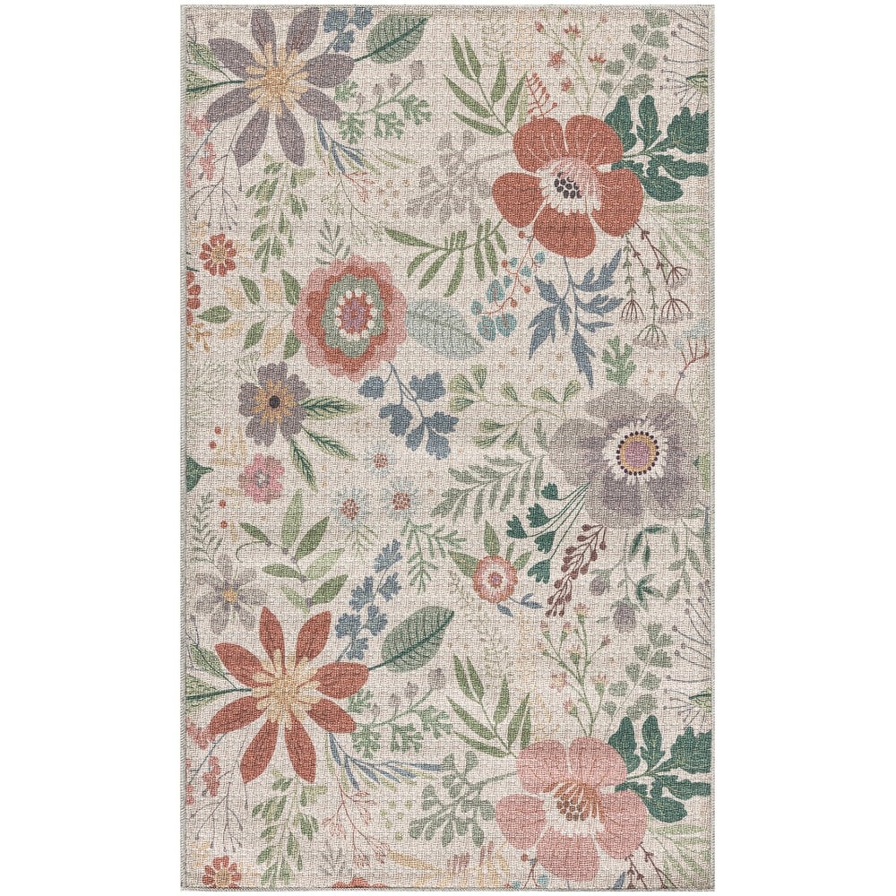 Nourison Washables Indoor Pink Floral Area Rug