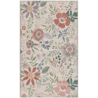Nourison  Washables Indoor Pink Floral Area Rug