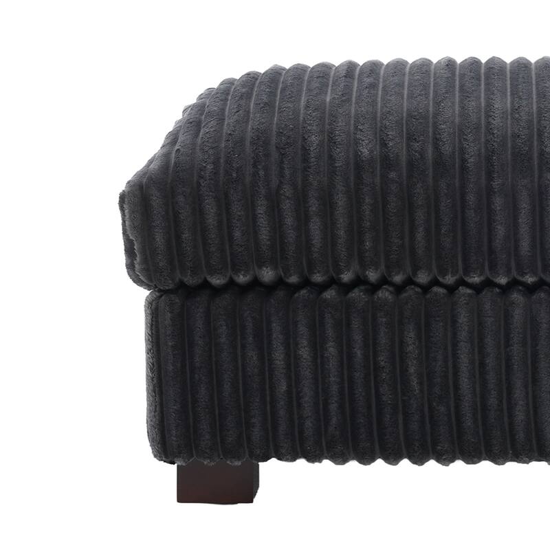 Modern Interior Rectangle Faux Fur Ottoman