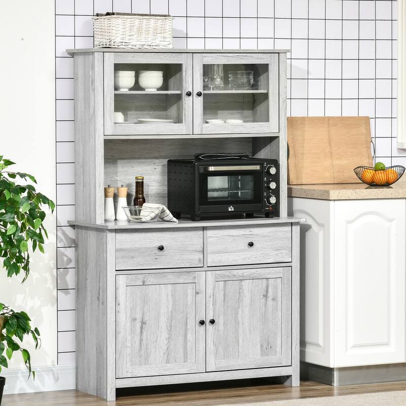 63.5" Kitchen Buffet with Hutch - Grey