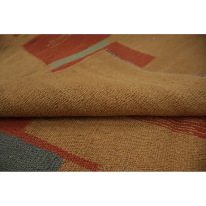 Hand Woven Oriental 100% Wool Carpet Southwestern Modern Multi-Colored Kilim Area Rug - 9' 10'' X 4' 10''