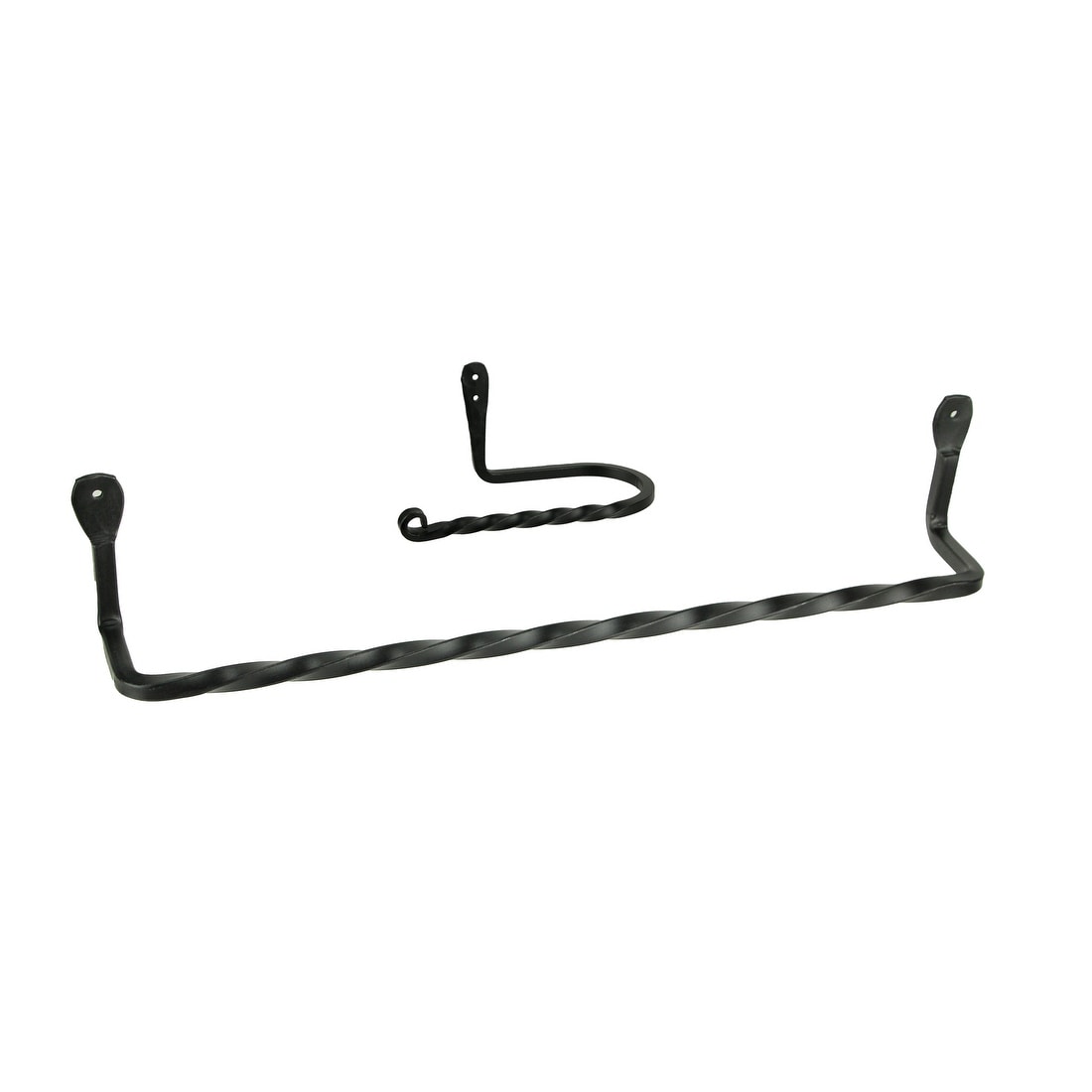 Hand Forged Wrought Iron Wall Mount Toilet Paper Holder/ Towel Bar Set - 3.25 X 17.25 X 2.75 inches