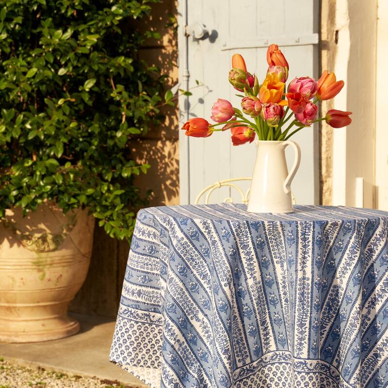 Couleur Nature Provence Avignon Tablecloth - Blue/Marine - 59" x 59" - 59" x 59"