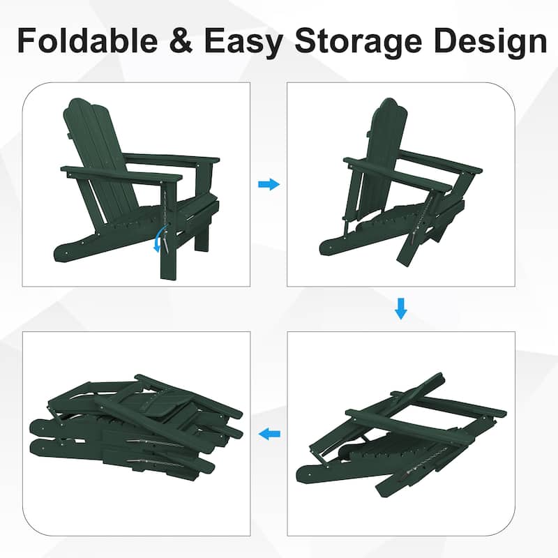 Plastic Folding Outdoor Patio Adirondack Chair With Slat Seat