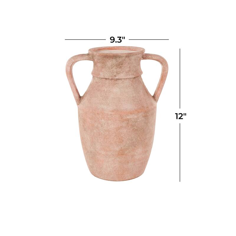 Pink Ceramic Antique Style Decorative Vase with Handles
