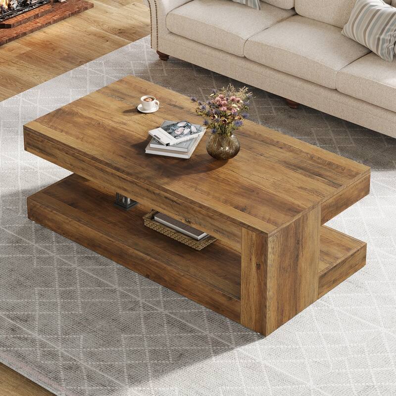 47.3" Farmhouse Rectangular Coffee Table for Living Room