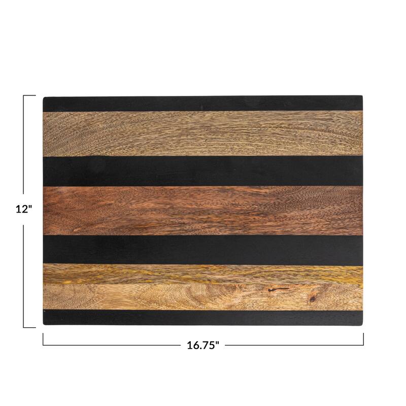 Mango Wood Cheese and Cutting Board with Stripes