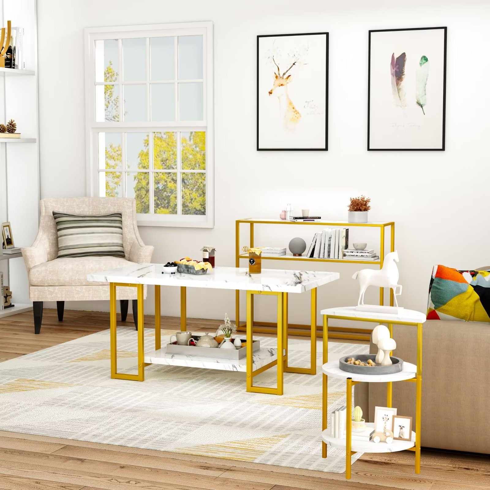 Overstock 3 piece on sale coffee table set