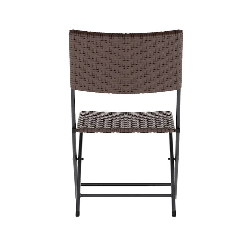 3PC Indoor/Outdoor PE Rattan Folding Bistro Set