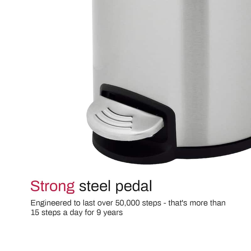 Innovaze 8 Gal./30 Liter and 1.3 Gal./5 Liter Stainless Steel Step-on Trash Can Set for Kitchen and Bathroom