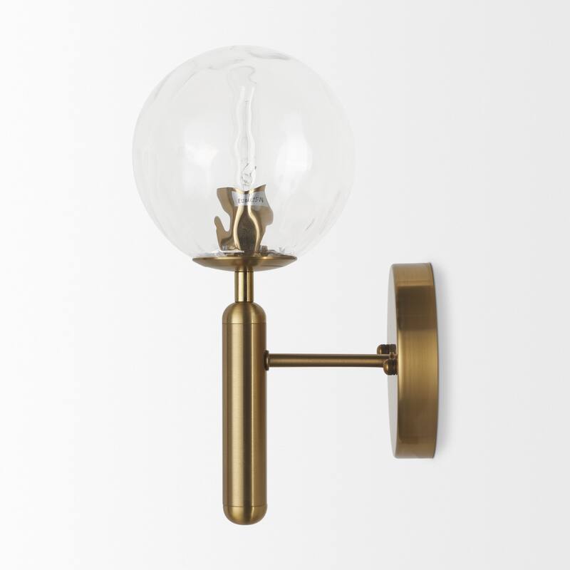 Britton Gold Metal w/ Clear Glass Globe 1-Light Wall Sconce - 5.9L x 5.9W x 12.6H
