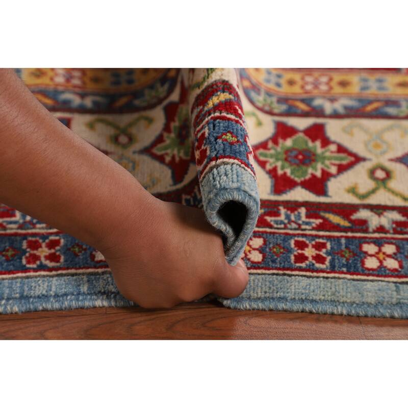 Blue Kazak Oriental Area Rug Hand-Knotted Living Room Wool Carpet - 6'9" x 10'2"