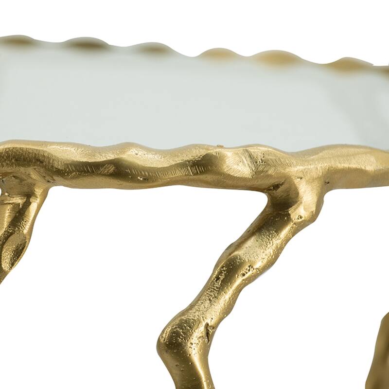Twig Round Side Table with Glass Top - 23.5" - Gold