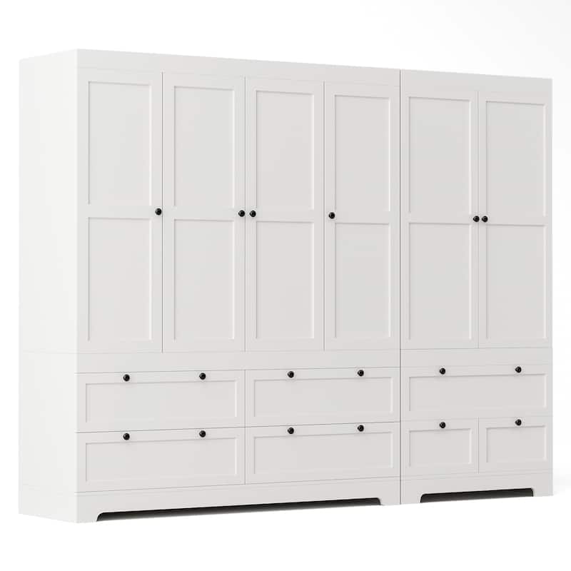 Pocassy 71" H Wardrobe Closet with Drawers with Doors and Storage