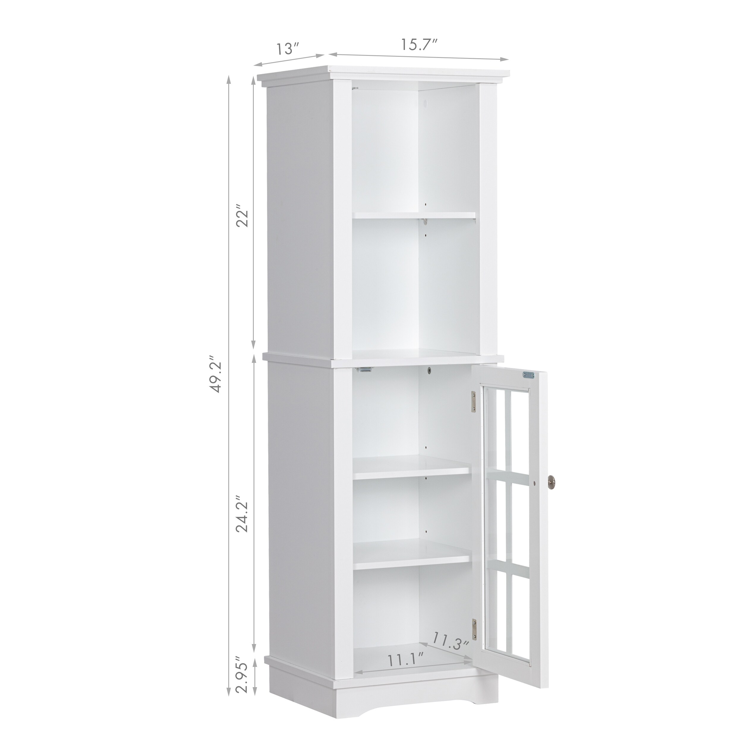 Spirich Home Tall Narrow Storage Cabinet, Bathroom Floor Slim Cabinet with  Glass Doors, Freestanding Linen Tower, White - On Sale - Bed Bath & Beyond  - 36233621