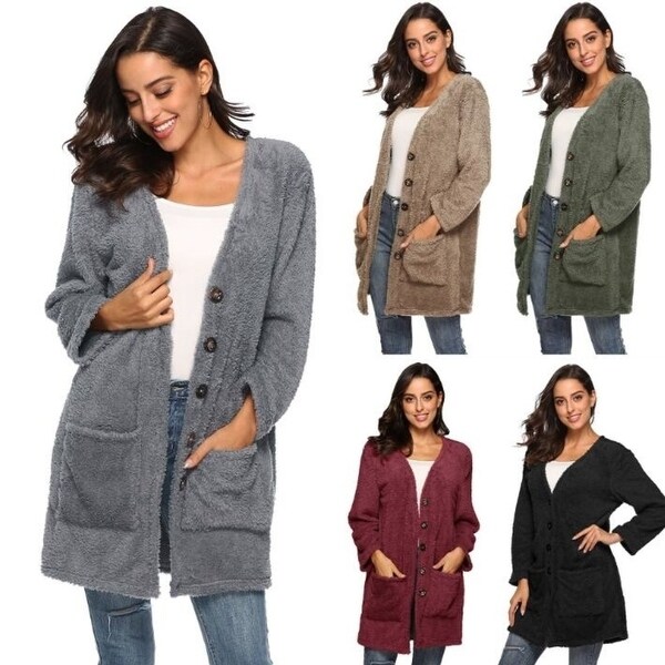 Women Cardigan Coat Oversized Open Front Pockets Cardigan Jacket