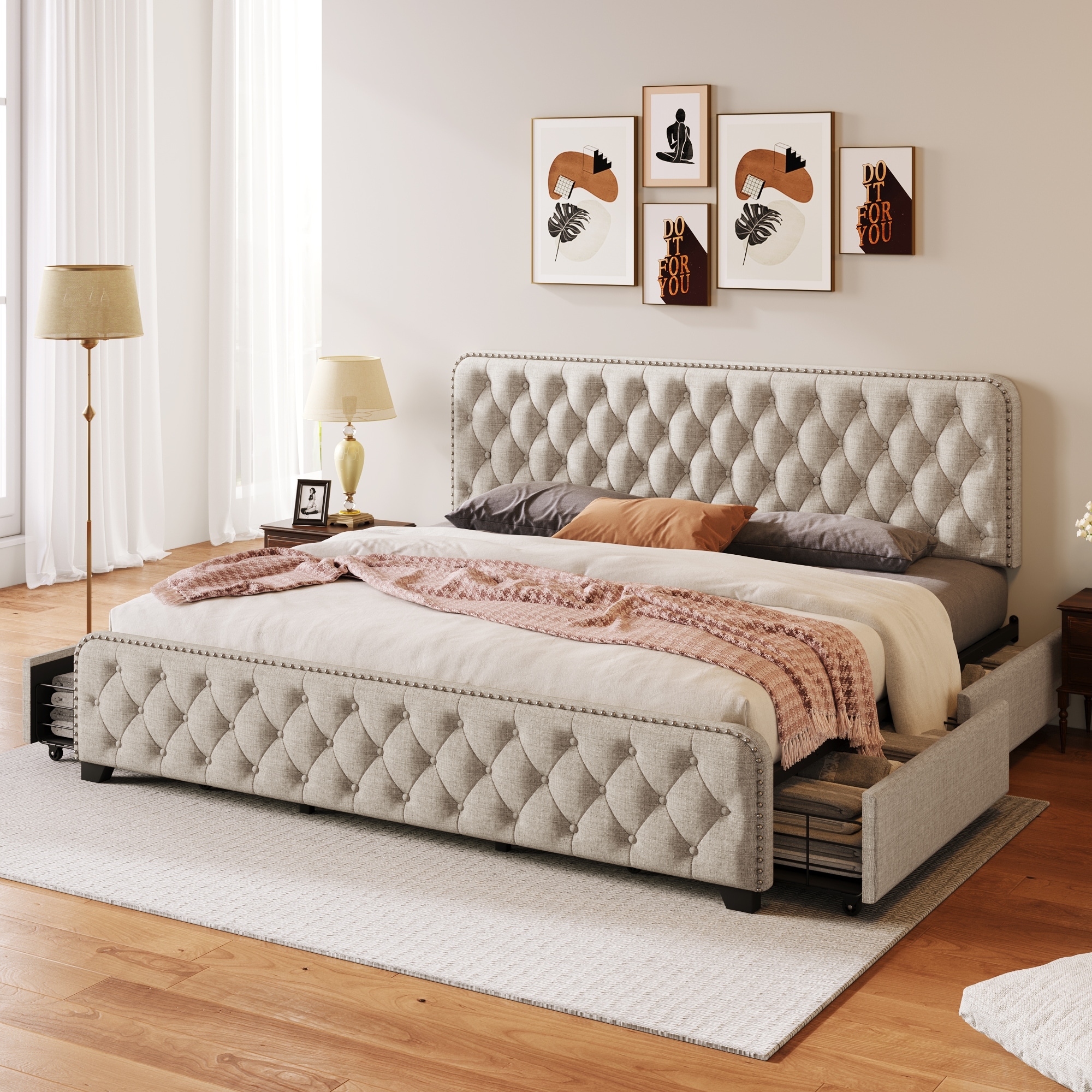 Platform bed frame outlet with headboard full