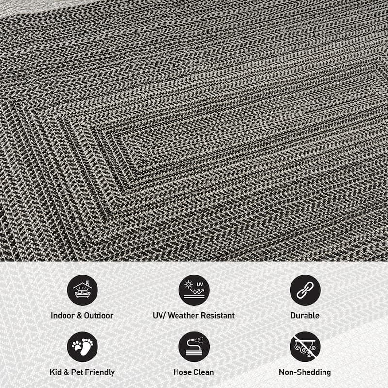 World Rug Gallery Contemporary Braided Weather Resistant Reversible Indoor/Outdoor Area Rug
