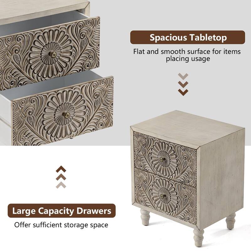COSIEST Mid-Century Modern Nightstands with Drawer (Set of 2)