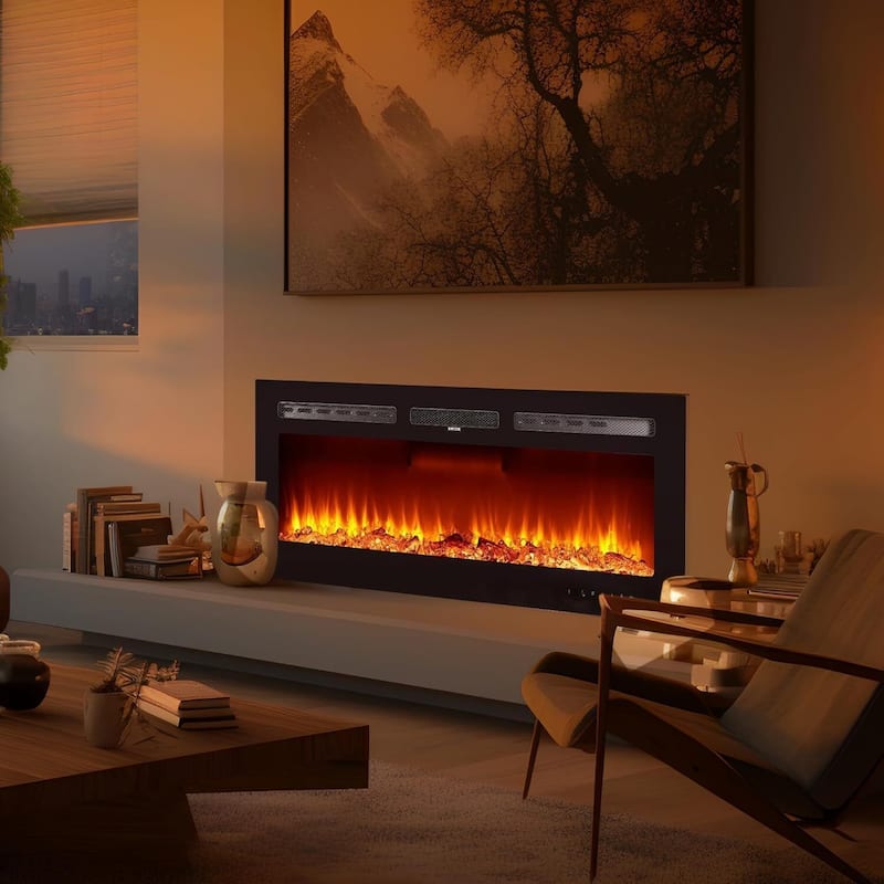 Wall Mount Electric Fireplace, Touch Screen and Remote Control, 12 Flame Colors - 40"