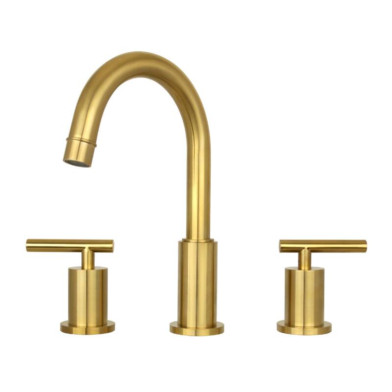 Two-Handle Copper Widespread Bathroom Sink Faucet - 8' x 10' - Brass Gold