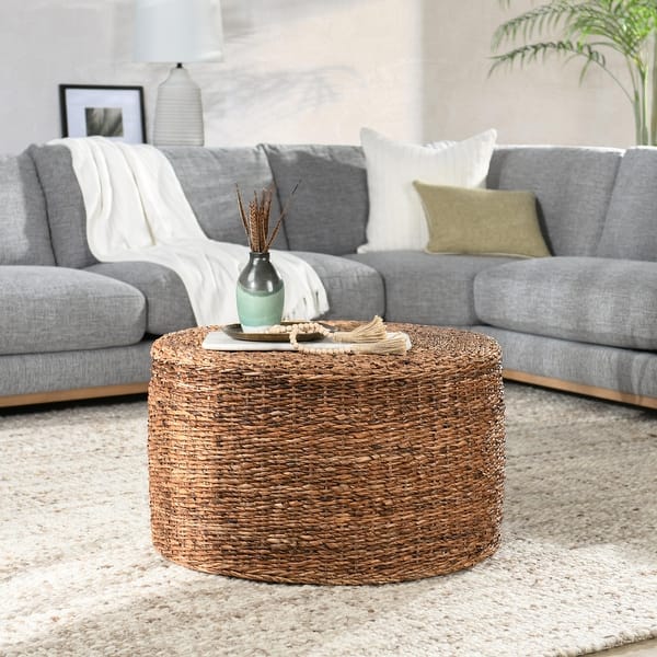 slide 2 of 7, Ira Rattan Round Coffee Table by Kosas Home
